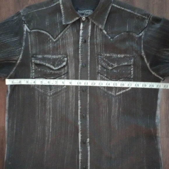 Moonshine Spirit Mens Western Long Sleeve Slim Fit Pearl Snap Shirt, Medium - Picture 9 of 13
